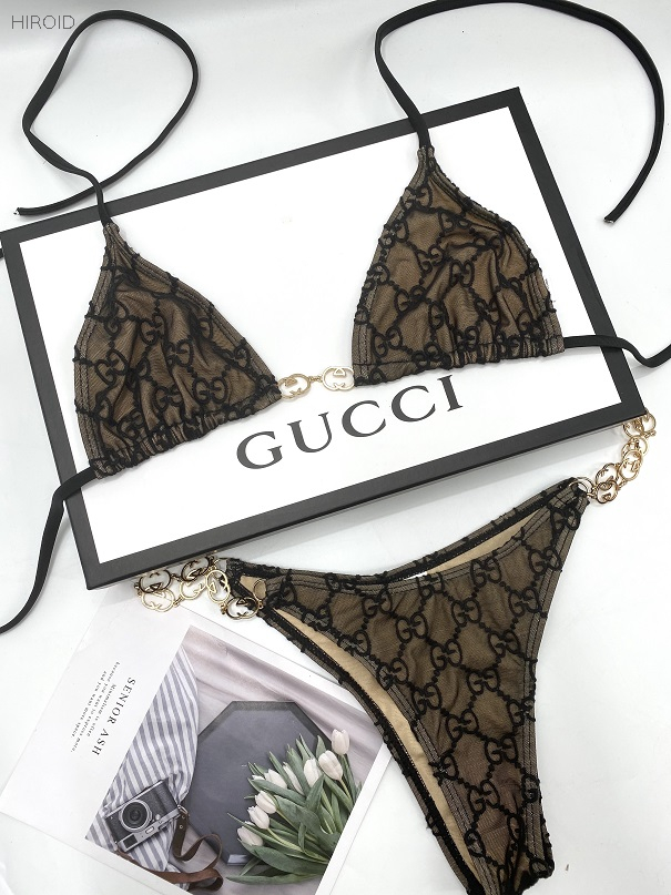 Gucci Women Bikini With Chain Lace Bikini Set Girl Swimwear Designer ...